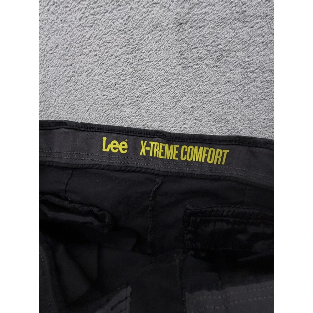 Lee Pants Mens Measured 34x29 Black‎ X-Treme Comfort Stretch Chino Flat Front